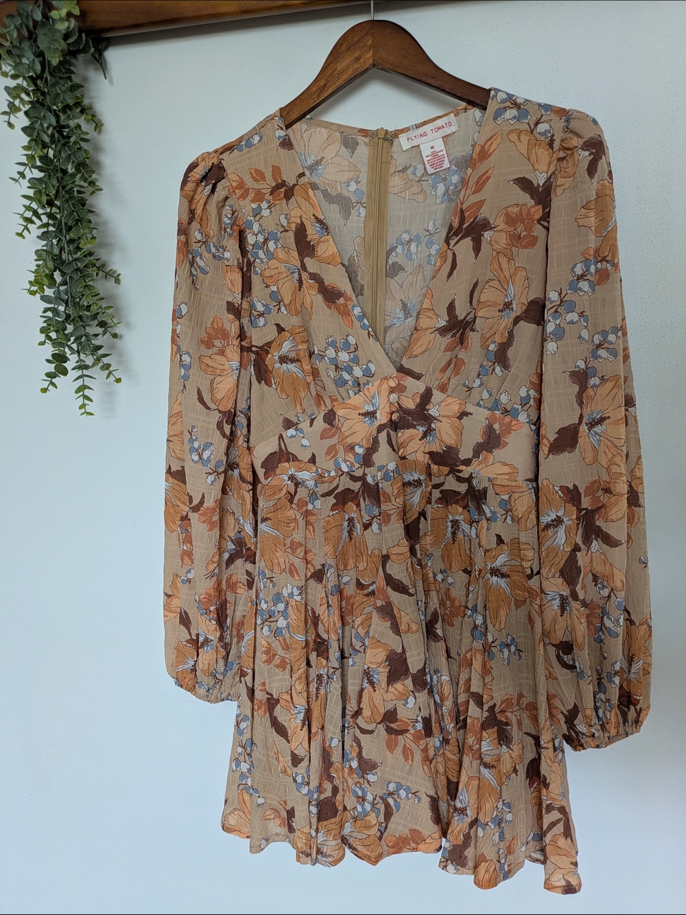 Boho Romantic Floral Babydoll Mini Dress | Cottagecore | Boutique Style | Flowy - Picture 2 of 3